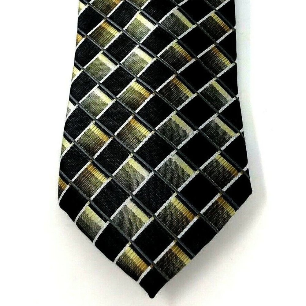 Croft & Barrow Mens Necktie TIE Black Gold Silver